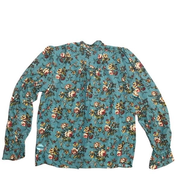 PAIGE Clemency Silk Blouse Green Size Medium NWT - Picture 3 of 15